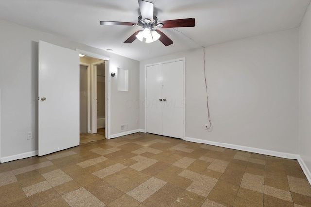 unfurnished bedroom with ceiling fan