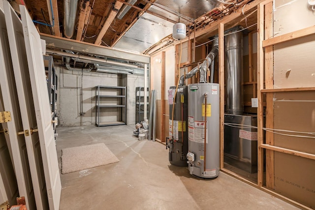 basement featuring water heater