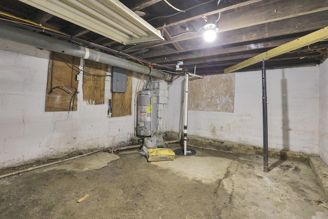 basement with gas water heater