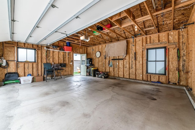 garage with a garage door opener