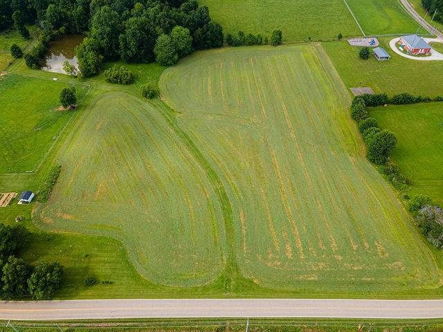 aerial view featuring a rural view and a water view