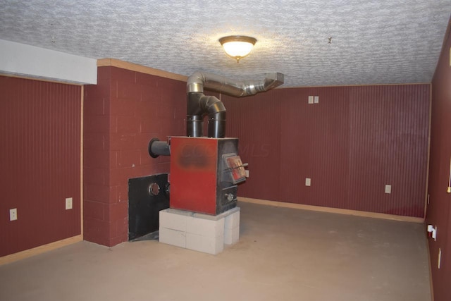 interior space with a textured ceiling