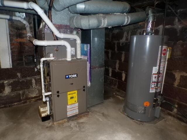 utility room featuring gas water heater