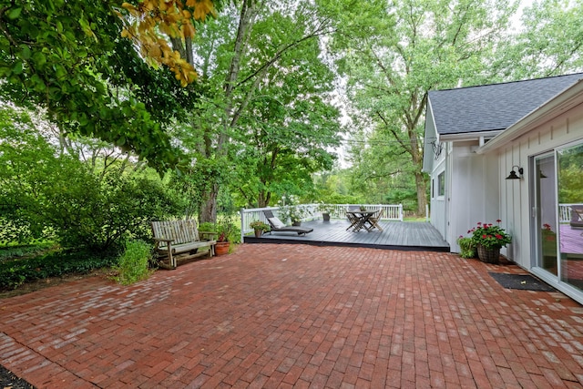 view of patio with a wooden deck