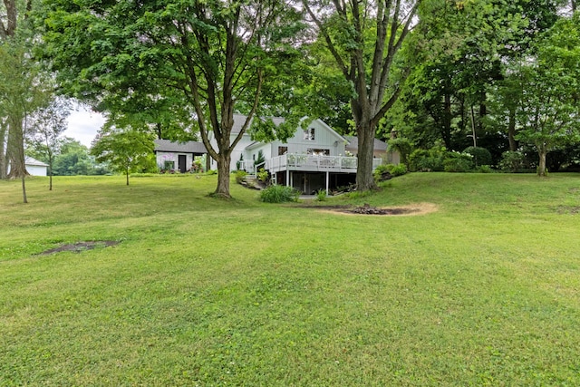 view of yard featuring a deck