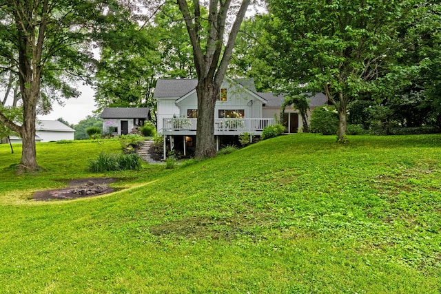 view of yard with a deck