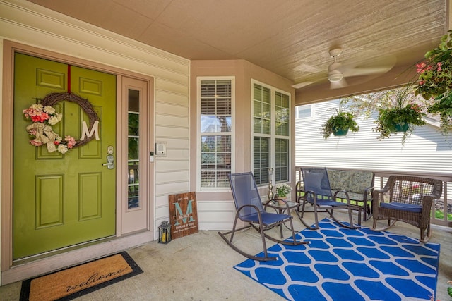 7265 Bromfield Dr, Canal Winchester, OH 43110 - property entrance with ceiling fan and a porch