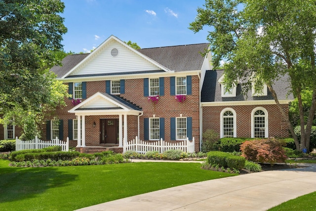 colonial house featuring a front yard