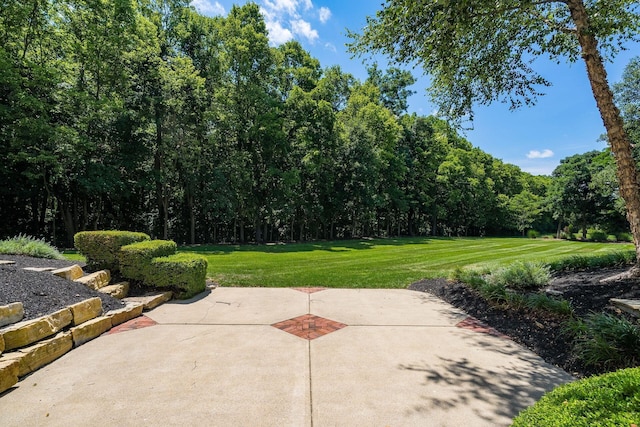 surrounding community featuring a patio and a lawn