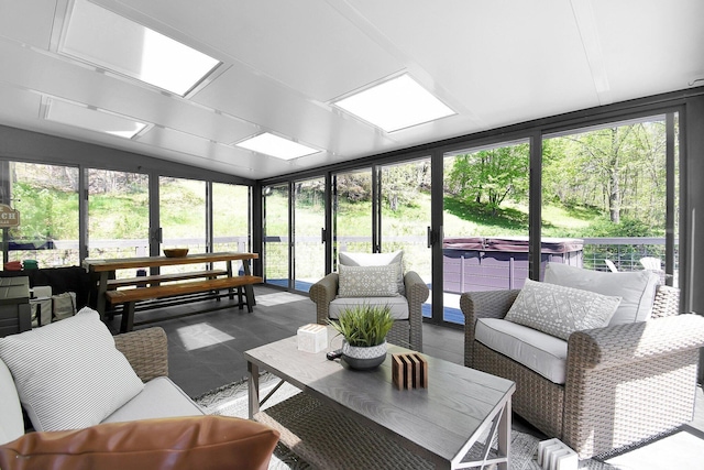 sunroom / solarium with vaulted ceiling