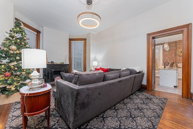 living room featuring light hardwood / wood-style floors