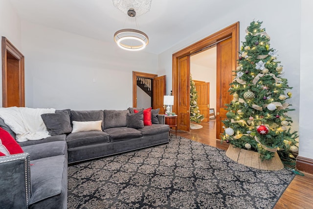 living room featuring hardwood / wood-style flooring