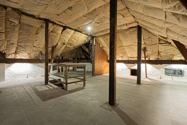 view of unfinished attic