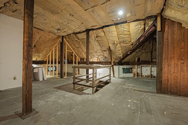 view of unfinished attic