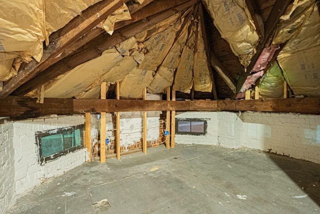 view of unfinished attic