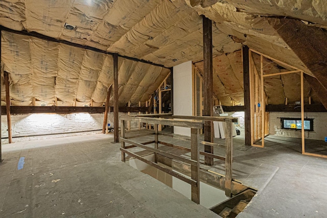 view of unfinished attic