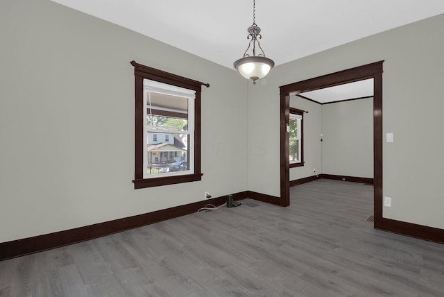 spare room with hardwood / wood-style flooring