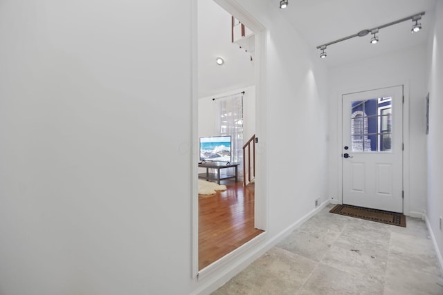 foyer entrance with rail lighting