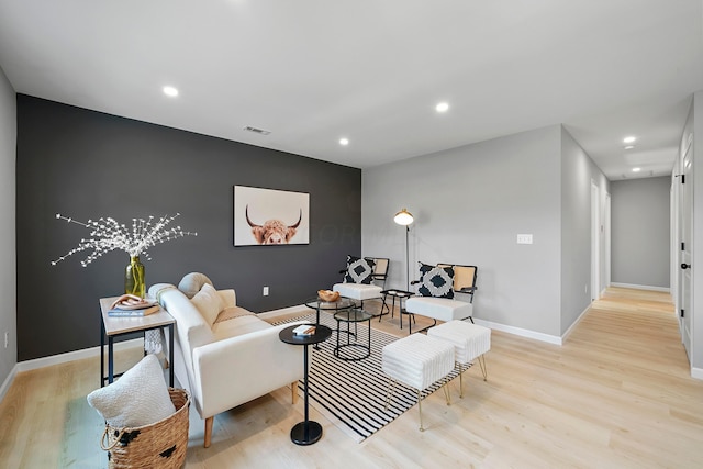 living room featuring light hardwood / wood-style floors