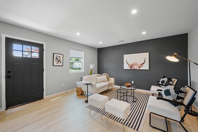 living room featuring light hardwood / wood-style floors