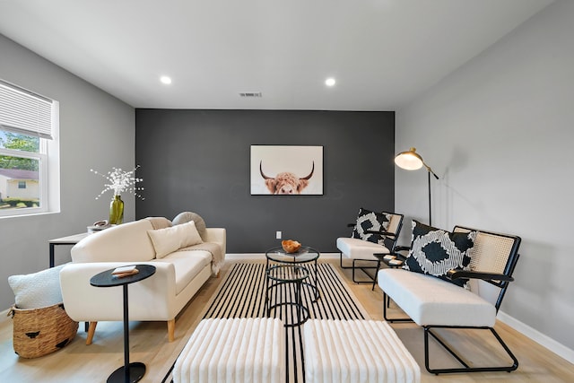 living room featuring light hardwood / wood-style flooring