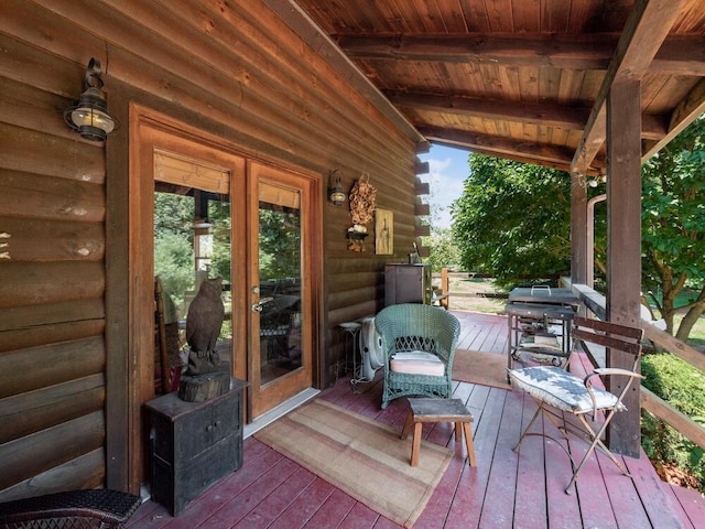 deck featuring covered porch