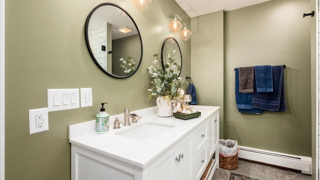 bathroom featuring vanity and a baseboard radiator