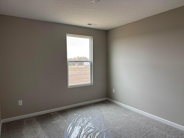 carpeted spare room featuring a textured ceiling