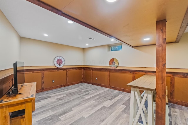 office space featuring light wood-type flooring