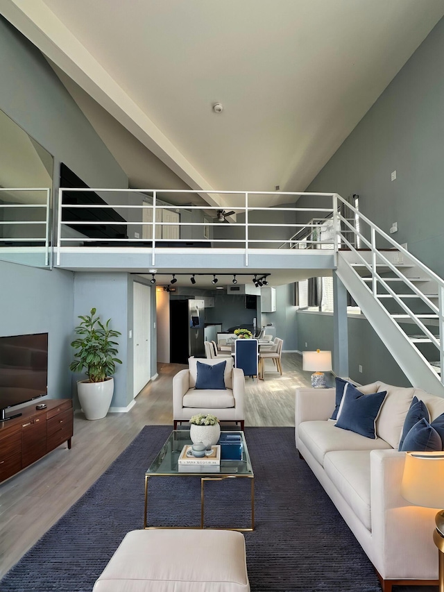 living room with hardwood / wood-style floors