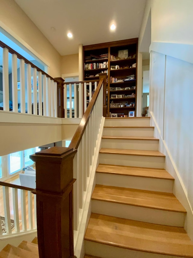 stairway with recessed lighting