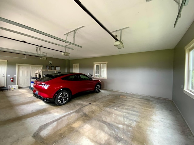 garage with a garage door opener