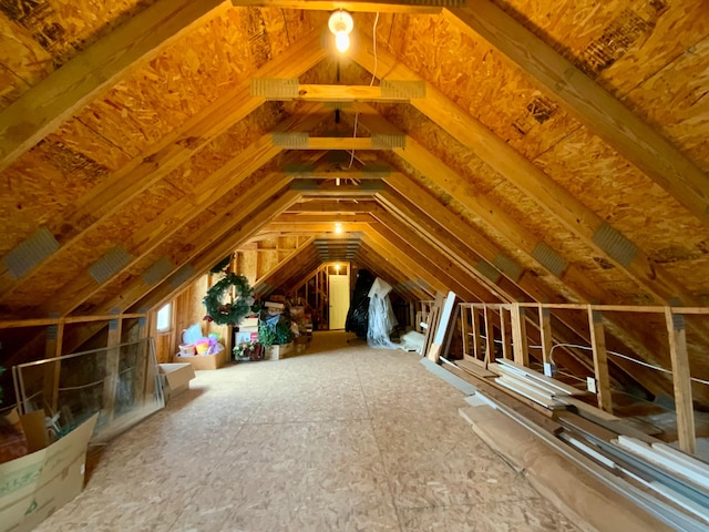 view of unfinished attic