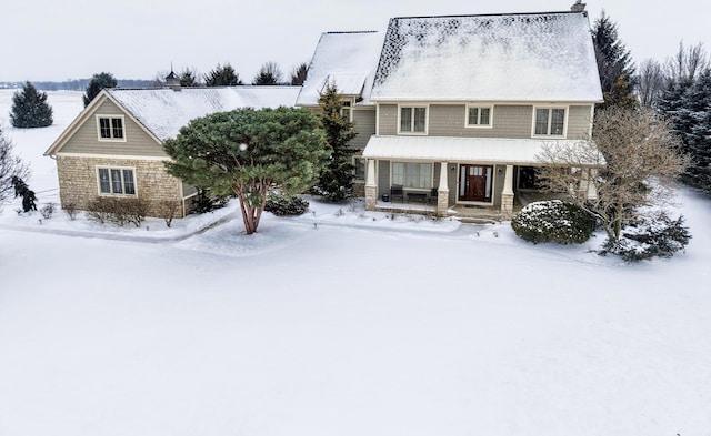 view of front of property featuring covered porch