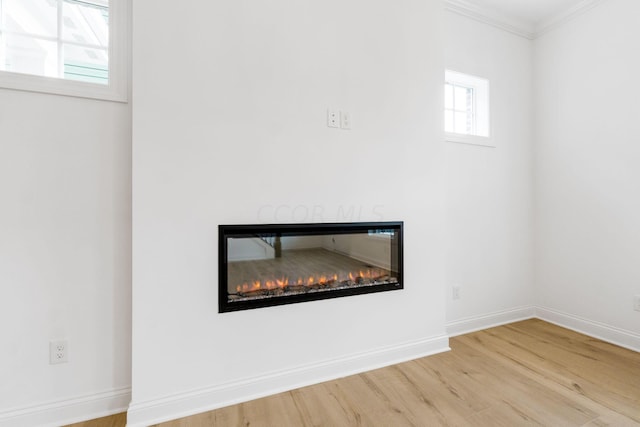 interior details featuring hardwood / wood-style flooring and ornamental molding