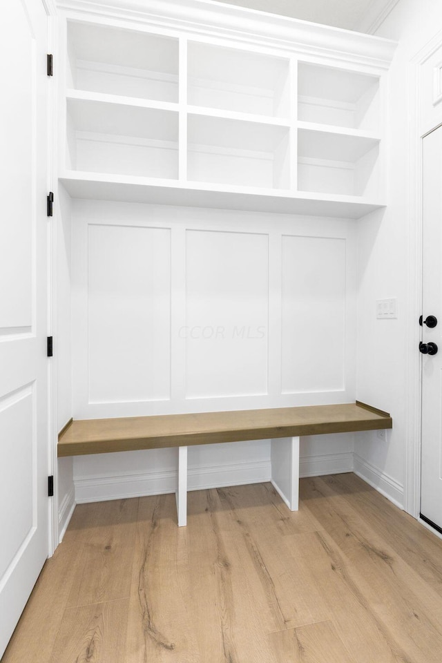 mudroom featuring light hardwood / wood-style flooring