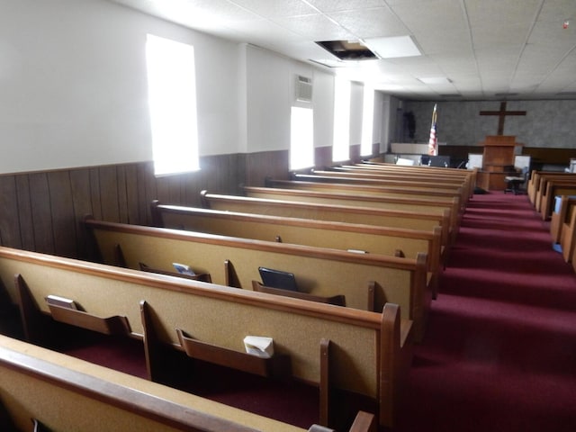 160 Commerce St, Lockbourne, OH 43137 - stairs featuring wainscoting, wallpapered walls, and carpet flooring