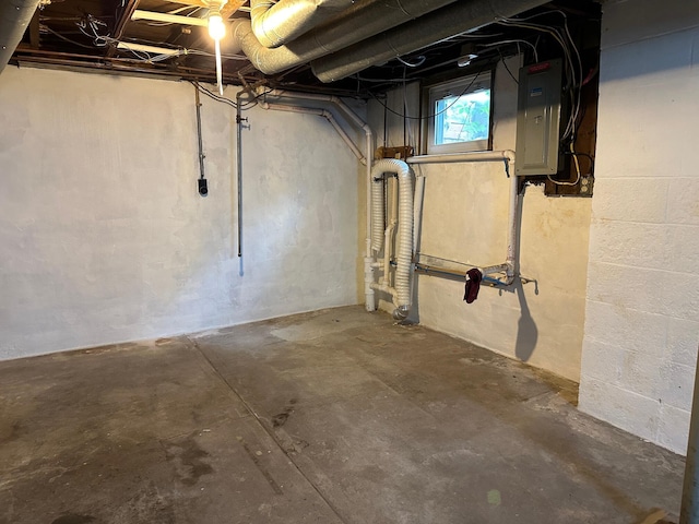 basement featuring electric panel