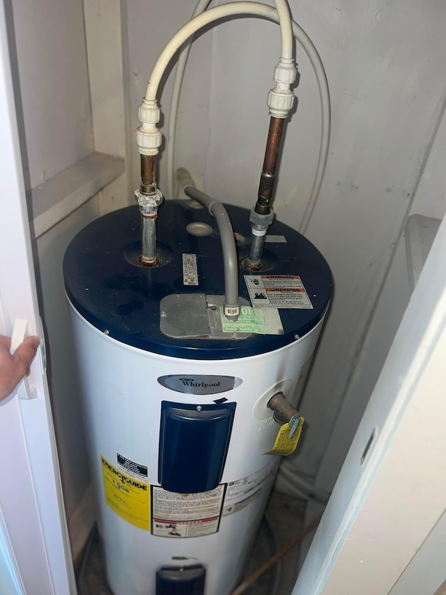 utility room featuring electric water heater