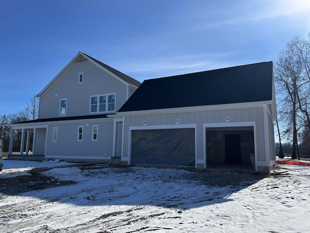 exterior space with a garage