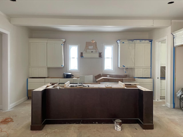 kitchen with white cabinets