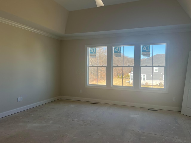 empty room with visible vents and baseboards