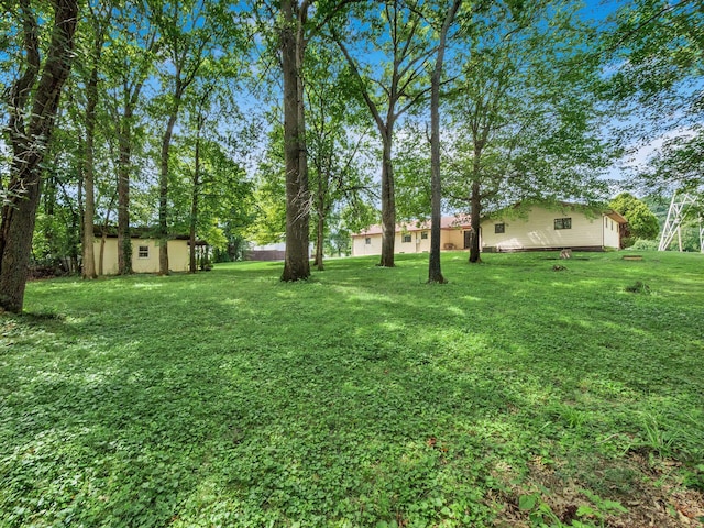 view of yard with an outdoor structure