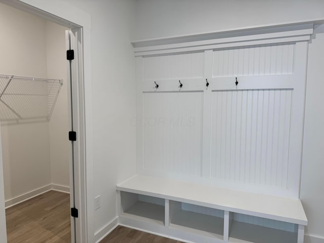 mudroom featuring dark hardwood / wood-style flooring