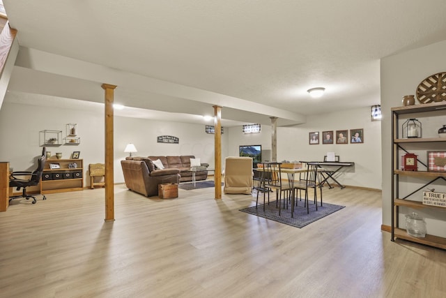 dining space with light hardwood / wood-style floors