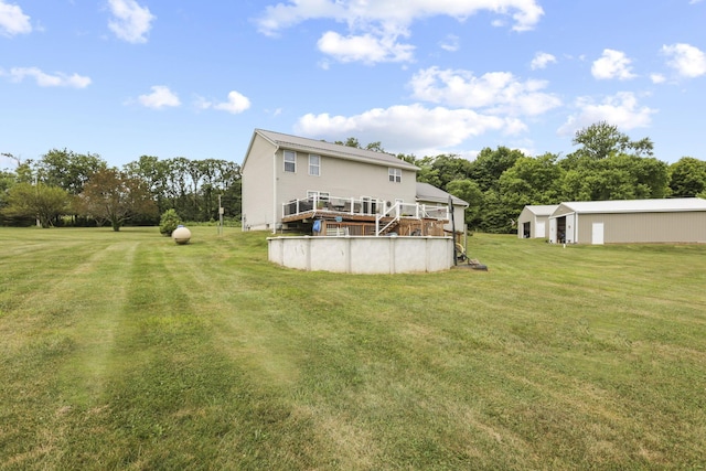 view of yard featuring a swimming pool side deck