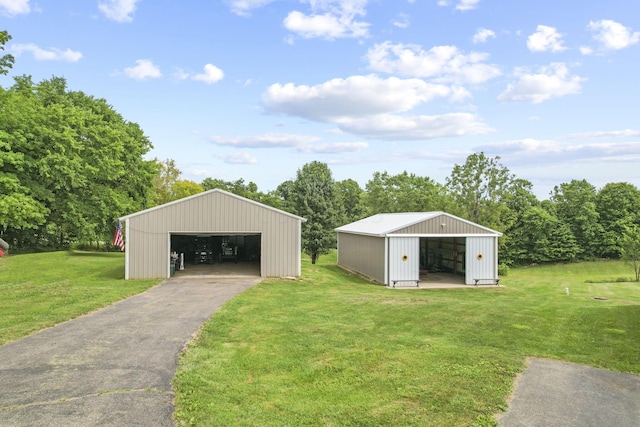 exterior space with an outbuilding