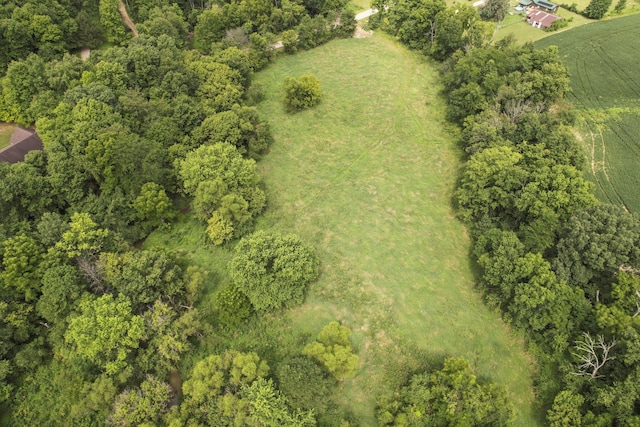 birds eye view of property featuring a rural view