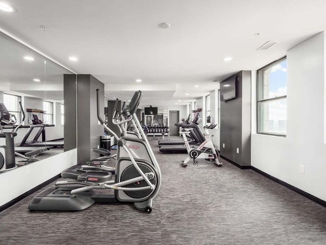 50 W Broad St Unit 2905, Columbus, OH 43215 - exercise room featuring recessed lighting and carpet flooring
