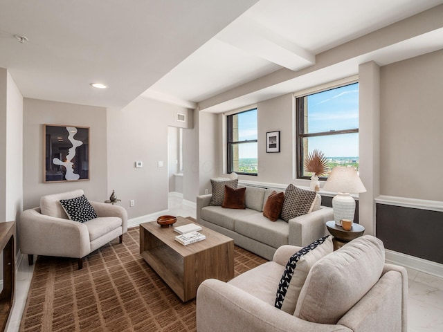 50 W Broad St Unit 2905, Columbus, OH 43215 - living room with marble finish floors and recessed lighting